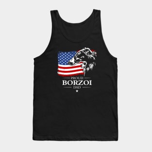 Borzoi Dad American Flag patriotic dog Tank Top